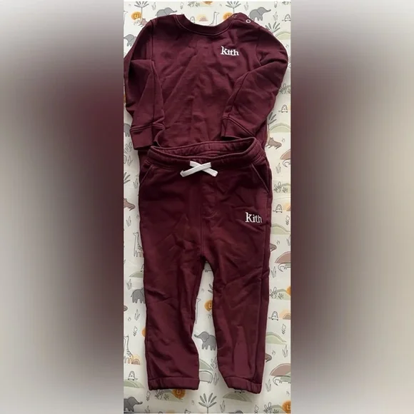 Kith kids burgundy cotton sweatsuit - Picture 1 of 6